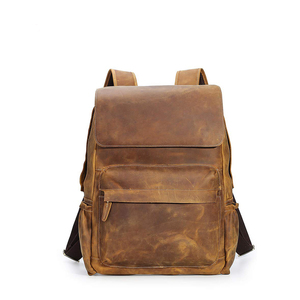Sac à dos pour homme en cuir véritable vintage personnalisé Fermeture à glissière Nylon Mode Fait main Sac d'école Sac de voyage pour l'été l'hiver - Product Image 1