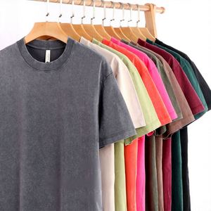 T-shirt unisexe en coton épais 280 g/m² surdimensionné avec logo personnalisé, style vintage délavé à l'acide pour homme, idéal pour le streetwear (vente en gros) - Product Image 1