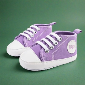 Sepatu bayi perempuan kasual bertali uniseks terlaris sepatu bayi Pre Walker kanvas - Product Image 2