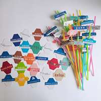 Porte-cartes en paille style panneau routier pour influenceurs, avec impression de logo personnalisé et revêtement imperméable, pour boissons au lait et thé