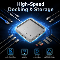 Station d'accueil USB-C 15-en-1 avec boîtier SSD M.2 NVMe 4K pour USB 10 Gbit/s, LAN Gigabit, Hub SD/TF PD en aluminium – En stock