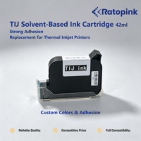 Cartouche d'encre à base de solvant Ratopink TIJ 42 ml, forte adhérence, remplacement pour imprimantes à jet d'encre thermique