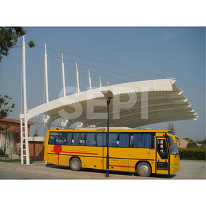 Estructura de membrana extensible de acero duradera personalizada de fábrica, cubierta de PVDF, tienda de estacionamiento de automóviles, cocheras impermeables para estacionamiento de automóviles - Product Image 6
