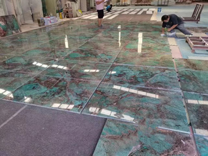 Losa pulida de cuarcita verde de lujo de Brasil, decoración de pared de fondo, <span class=keywords><strong>encimera</strong></span> de <span class=keywords><strong>cocina</strong></span>, losa de mármol <span class=keywords><strong>turquesa</strong></span> de amazonita - Product Image 6