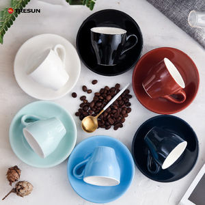 Custom logo <strong>Espress</strong> Design Cafe White Custom Logo Cappuccino Classic White Porcelain Ceramic Tea Coffee <strong>Cups</strong> and Saucers Set - Product Image 4