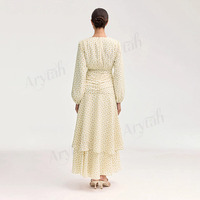 Abaya personnalisée 2026 à imprimé floral et fronces pour femmes musulmanes, robe longue modeste islamique à manches longues et à volants, en mousseline respirante