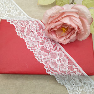 Fancy Flower Decoration Knitted Elastic Spandex/Nylon Lace Trims 2''-2.875'' Width for <b>Garments</b> <b>Bags</b> Home Textiles Available - Product Image 1