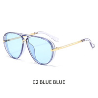 Lunettes de soleil unisexes grandes tailles en PC et métal avec protection UV400 et design miroir crapaud en promotion