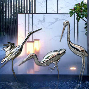 Grande sculpture d'animal en acier inoxydable 304, faite à la main, pour montage au sol extérieur, décoration de jardin et de parc - Product Image 2