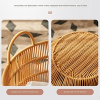 Panier à linge imperméable en bambou tressé style rotin, minimaliste nordique, avec poignées, pour salles de bain domestiques