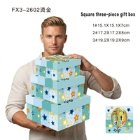 Lot de 3 boîtes cadeaux oblongues en carton rigide avec motif étoile en relief, en matériaux recyclés, pour l'emballage de cadeaux d'anniversaire pour enfants