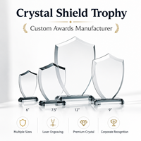 Logotipo Grabado con Láser, Texto de Alta Claridad, Premio de Cristal en Forma de Escudo, Trofeo de Cristal Personalizado