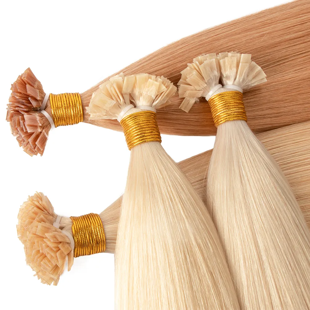 100 strands double drawn bonding flat tip hair extensions human hair keratin tip extension
