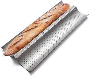 New Arrival Wholesale Carbon Steel Nonstick 2/3/4 Loaves Baguette Pan Bread Baking Pan French Bread Bakery Tray