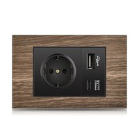 Interrupteur mural allemand moderne de haute qualité, durable, avec panneau tactile en aluminium, finition bois, norme européenne 118x72mm, IP20, 16A, 250V, 2 pôles