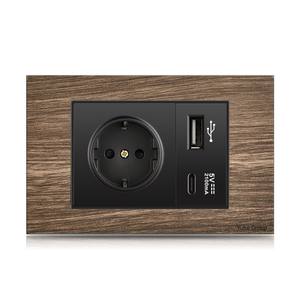 Panel de madera de alta calidad con acabado de veta de madera, estándar europeo 118, interruptor de pared y enchufe alemán. - Product Image 6
