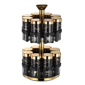 2 Katlı 360 Derece Dönebilen Baharatlık Seti, 12 Cam Kavanozlu, Dayanıklı, Çevre Dostu, Modern Baharat Düzenleyici, Mutfak Tezgahı İçin - Product Image 6