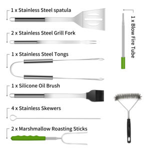 Kit <span class=keywords><strong>per</strong></span> <span class=keywords><strong>barbecue</strong></span> resistente con spatola in acciaio inossidabile extra spesso, forcella, pinza e spazzola <span class=keywords><strong>per</strong></span> la pulizia-accessorio <span class=keywords><strong>per</strong></span> <span class=keywords><strong>barbecue</strong></span> completo - Product Image 6
