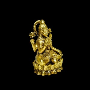 Auspicioso Ídolo de la Diosa Lakshmi en Latón, Murti Hindú Decorativo para el Hogar, Templo, Sala de Pooja, Bendiciones de Riqueza y Regalos - Product Image 3