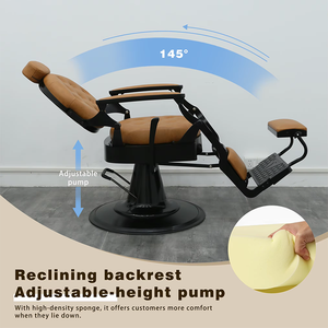 Sedia da Barbiere Professionale con Base Rotonda Nera, Sedia Idraulica Robusta per Parrucchiere, Colore <span class=keywords><strong>Marrone</strong></span> - Product Image 6