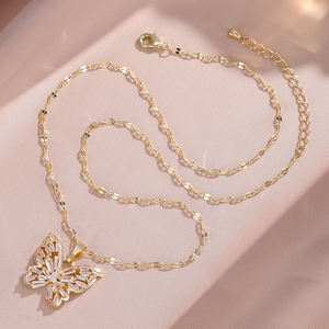 Collier Rakol ZPN320 plaqué or, tendance, brillant, en acier inoxydable, avec pendentif papillon creux en cristal, micro-insert - Product Image 6