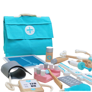 Sac médical en bois pour enfants ensemble de sacs maison Simulation médecin habiller jouets ensemble de jouets pour enfants - Product Image 1