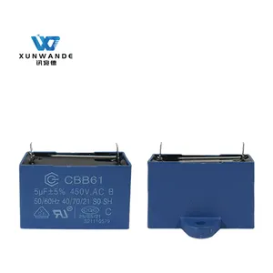 Perfecte Kwaliteit Cbb61 450V 5.0Uf 10000 Uur Sh B-Klasse Front Lug Rohs Ventilator Condensator