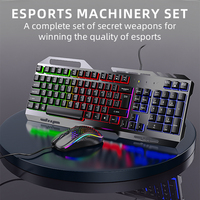 Promotion Clavier et Souris Mécaniques RGB Métalliques et Casque, Combo Filaire Rétroéclairé Teclado Clavier Gaming pour Ordinateur de Bureau PC