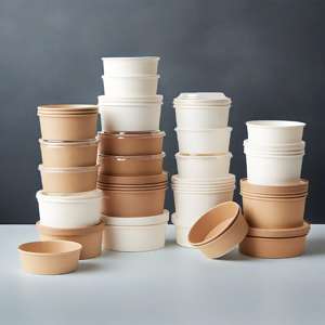 ถ้วยกระดาษราคาประหยัด ย่อยสลายได้ เป็นมิตรกับสิ่งแวดล้อม สำหรับใส่ไอศกรีม เครื่องดื่ม และของหวาน แบบใช้แล้วทิ้ง - Product Image 1