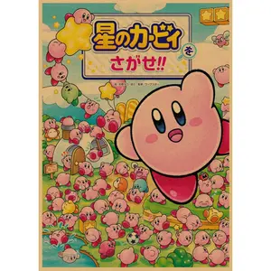 Duvar posteri sanat seti tuval boyama karikatür Anime güzel Kirby kraft el işi kağıdı baskı duvar eski dekoratif resimler Placard hediye