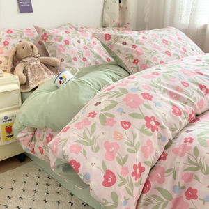 Ensemble de draps, taies d'oreiller et housses de couette en pur coton, simple et frais, quatre pièces - Product Image 5