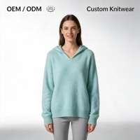 Pull à capuche en cachemire pour femme, coupe décontractée, tricoté, pour l'automne et l'hiver, vente en gros OEM ODM