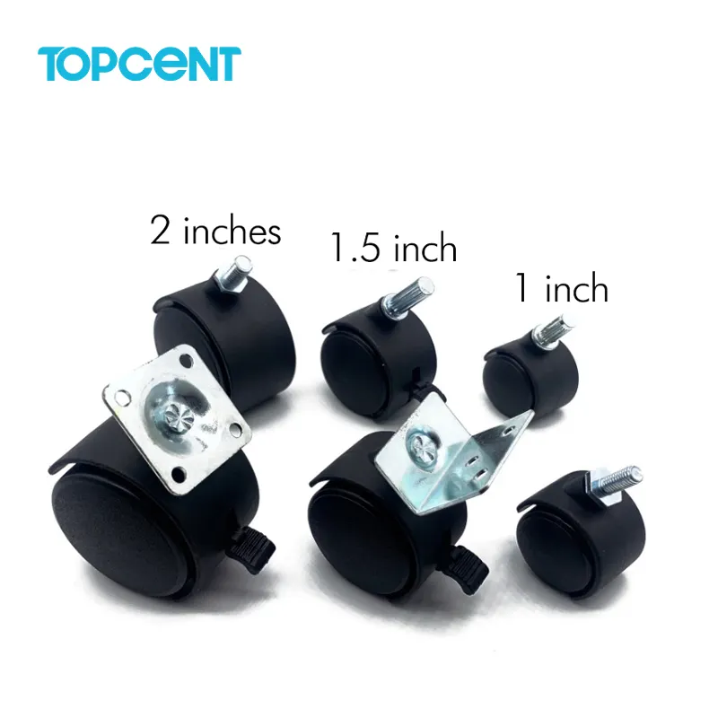 TOPCENT nylon swivel office chair caster wheels with 11*22mm metal friction ring office caster wheel