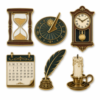 Broche en métal personnalisée en émail dur, style vintage, en forme de sablier, pour la mesure du temps, cadeau artistique, vente en gros