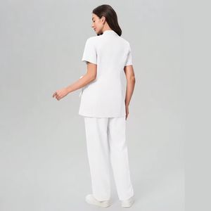 Tunique de travail personnalisée pour salon de mode, uniforme de travail élastique pour hôpital, usage médical, pour hommes, grande taille, en tissu tissé, avec laçage ajustable - Product Image 3