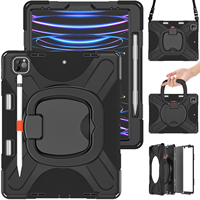 Étui robuste pour tablette iPad Pro 12,9 pouces 2022/2021/2020/2018 avec protection d'écran intégrée, bandoulière et coque antichoc