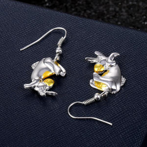 Orecchini Pendenti a Forma di Animale in Lega di Zinco Placcata Oro con Cristalli e Strass, Gioielli Carini per Donne - Product Image 5