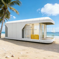 Villa de luxe préfabriquée à toit plat de 2 chambres, maison moderne en panneaux sandwich en bois, structure en acier léger, assemblage rapide, prête à l'emploi