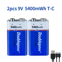 Sel Prisma Lithium Ion 9V Kapasitas Tinggi 5400mWh Pengisi Daya USB Tipe C Baterai 9v untuk Peralatan Rumah Tangga Perahu Kapal Selam