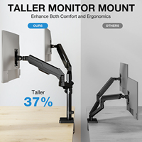 Neuer Langer Doppelmonitor-Arm aus Legierungsstahl mit Gasfeder, 17-34 Zoll, Klemm- und Ösenmontage, Gebogen, Kompatibel mit Maximalhöhe 670mm, Kabel