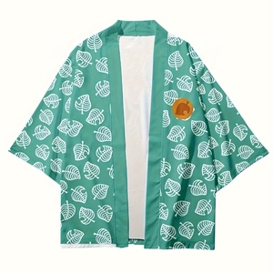 Kimono <span class=keywords><strong>Haori</strong></span> rosa con estampado de hojas para mujer, disfraz de Cosplay de animales, disfraz tradicional japonés <span class=keywords><strong>verde</strong></span> para hombre, ropa de calle Yukata - Product Image 1