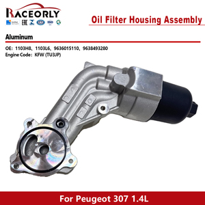 RACEORLY 9636015110 9638493280 Alloggiamento Filtro Olio in Alluminio per Peugeot 307 <span class=keywords><strong>Citroen</strong></span> C2 C3 1.4 1360cc KFW TU3JP - Product Image 1