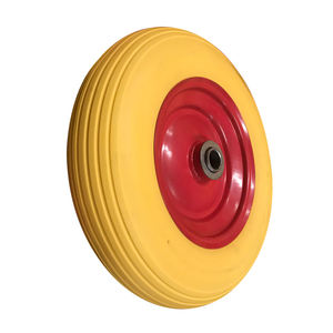 <span class=keywords><strong>Roue</strong></span> en mousse PU robuste de 390 mm - <span class=keywords><strong>Roue</strong></span> en caoutchouc jaune <span class=keywords><strong>avec</strong></span> moyeu en acier rouge pour chariot à main, brouette et chariot de jardin - Product Image 3