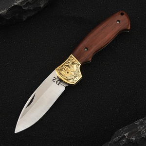 อันดับ21 D2ด้ามจับไม้แบบทำมือสำหรับแมวทำจากเหล็กสแตนเลสใบมีดคงที่มีดกระเป๋าปรับแต่งได้ตามต้องการ - Product Image 3