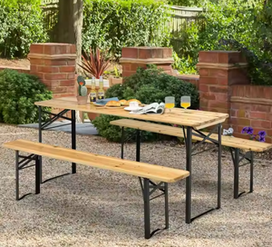 Table et banc en bois pliables, robustes, portables et durables pour parcs et sites de camping (vente en gros) - Product Image 1