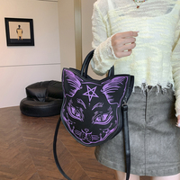 Conception personnalisée en cuir PU de luxe chat noir sac à main sac à main Halloween effrayant sac à bandoulière