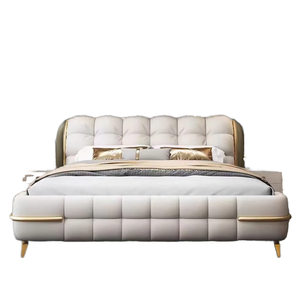 Cabecero de tela con mechones italianos de lujo moderno, marco de cama de plataforma doble Queen, almacenamiento, muebles de dormitorio tapizados de lujo suave - Product Image 1