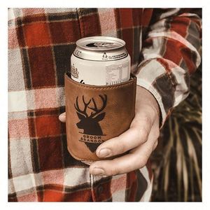 Protège-Canette Isotherme Personnalisé en Similicuir – Housse en Cuir PU pour Bière – Cadeau Idéal pour le Marié et les Garçons d'Honneur - Product Image 1