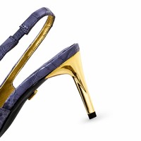 Escarpins Slingback à Talon Haut et Bout Pointu en Cuir Gaufré Crocodile Lavande pour Femme – Chaussures de Soirée de Luxe 2026