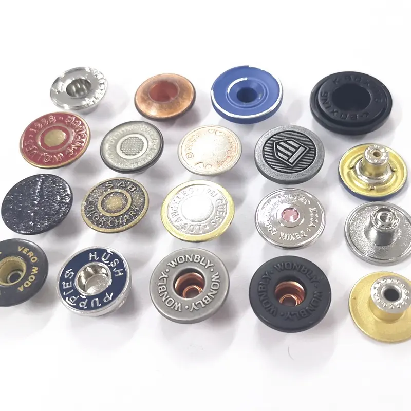 WYSE Customize jeans buttons pin metal logo sewing free jeans buttons and rivets for Denim Jeans buttons customize